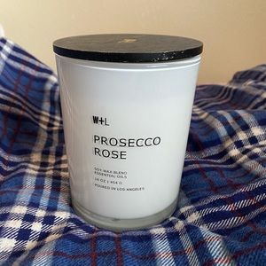 New unlit large 16 oz W+L Prosecco Rose essential oil scented 2-wick soy candle